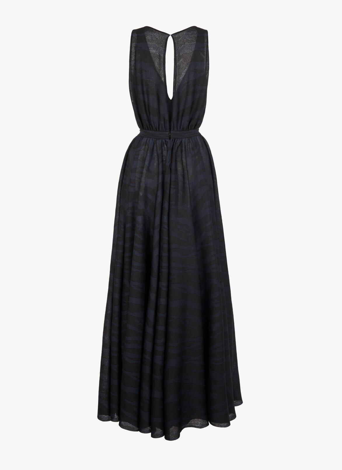 Silk-Blend Zebra Dress ALAÏA BLACK/BLUE SILK-BLEND ZEBRA DRESS